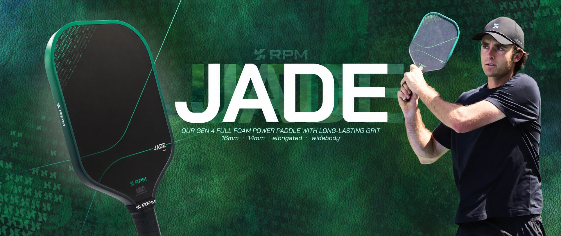 RPM Jade paddle and player on a green background